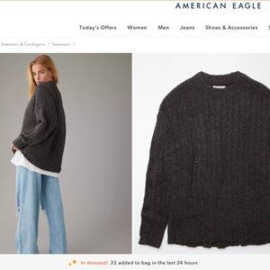 AE Whoa So Cozy Waffle Sweater, charcoal